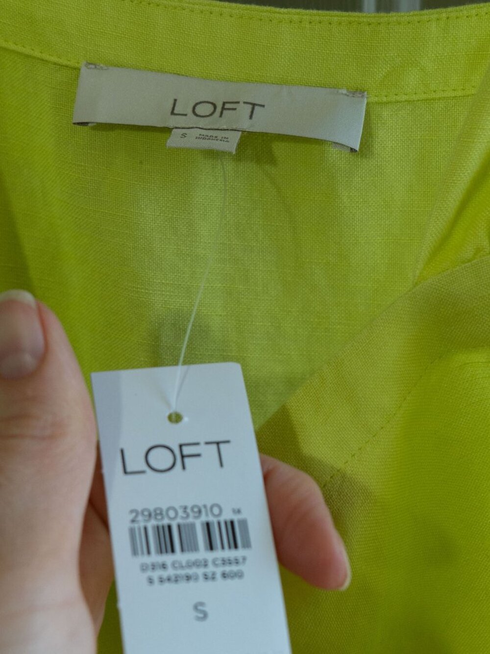 LOFT Linen Dress Flowy Tiered Sleeveless Lime Green Flourescent Lightweight Mini - Picture 6 of 8